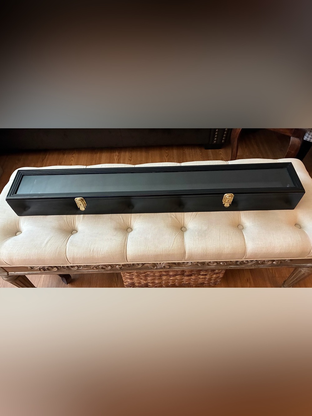Baseball Bat & Baseball Vertically/Horizontally Black Wall Display Case Cabinet